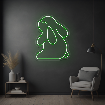 Cute Bunny Neon Sign | Green