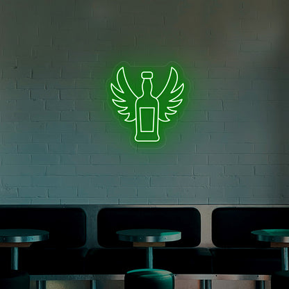 Whiskey Bottle With Wings Neon Sign