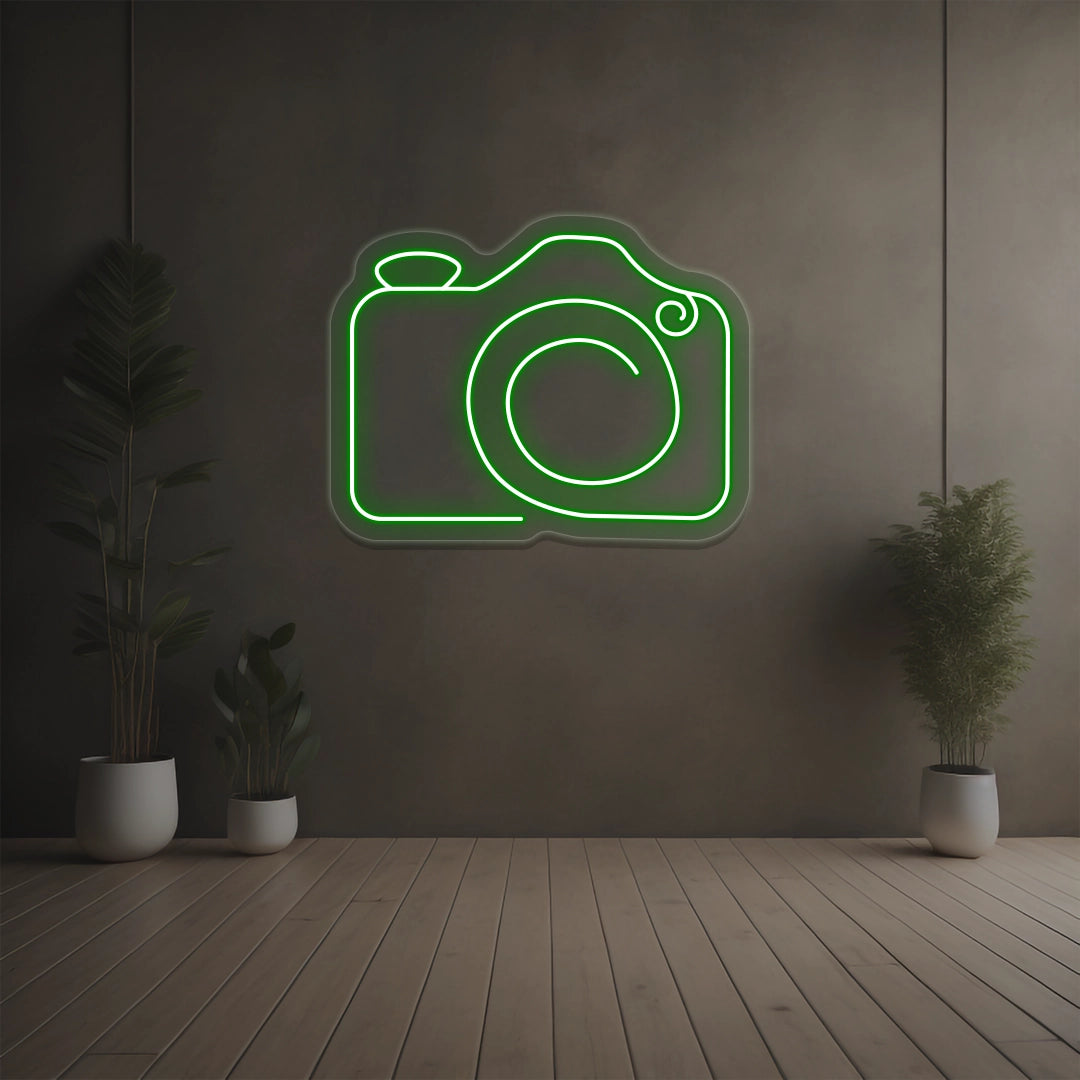 Simple Camera Neon Sign | Green
