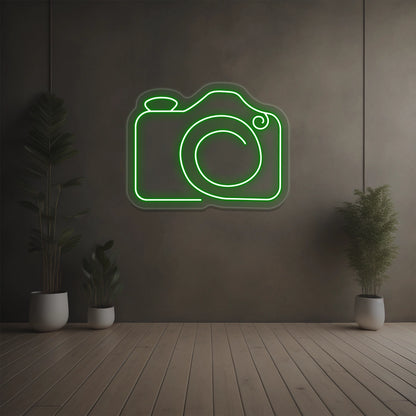 Simple Camera Neon Sign | Green