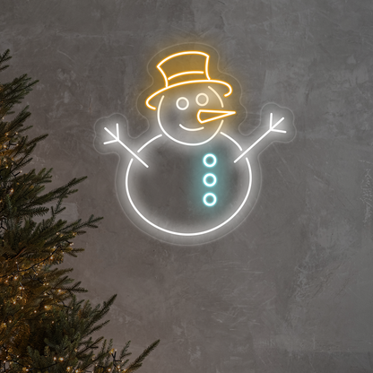 Snowman With Hat Multicolor Neon Sign | CNUS024193