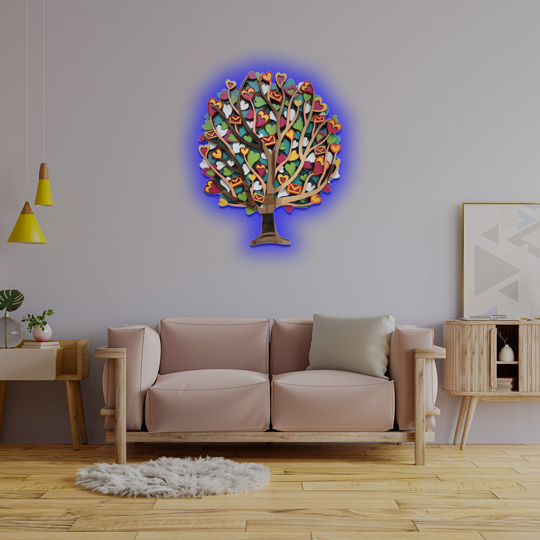 3D Family Heart Tree Mandala Art
