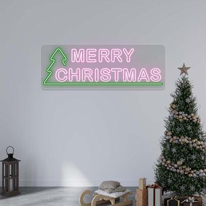 Merry Christmas With Christmas Tree Neon Sign | CNUS024737 | Pink