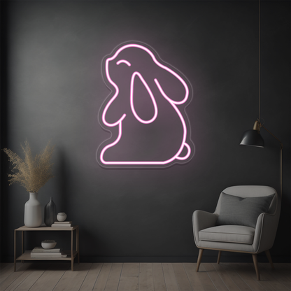 Cute Bunny Neon Sign | Pink