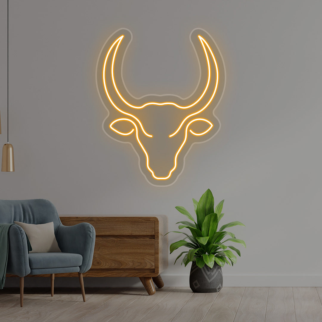 Bull Head Neon Sign | CNUS016400 | Orange