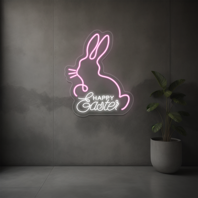 Happy Easter Bunny Neon Sign | Pink 