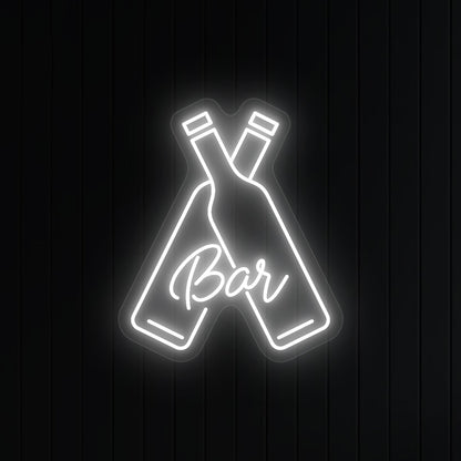 Beer Bottles With Bar Neon Sign