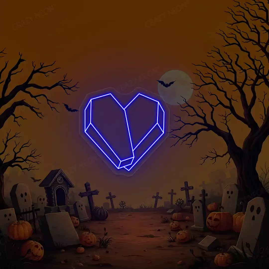 Coffin Heart Neon Sign | Blue