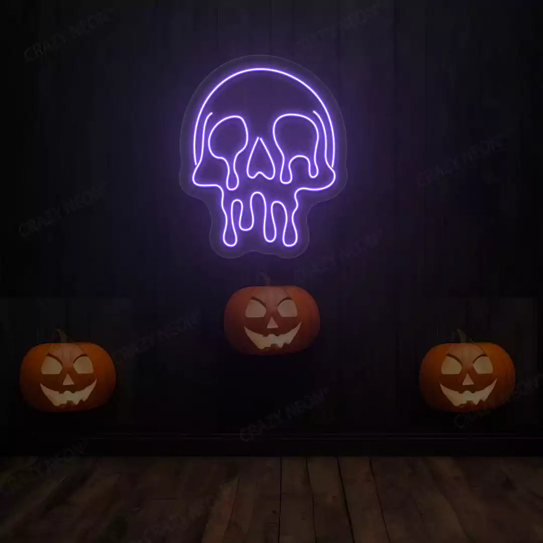 Melting Skull Neon Sign | Purple