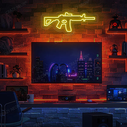 M416 Gaming Gun Neon Sign in Yellow color