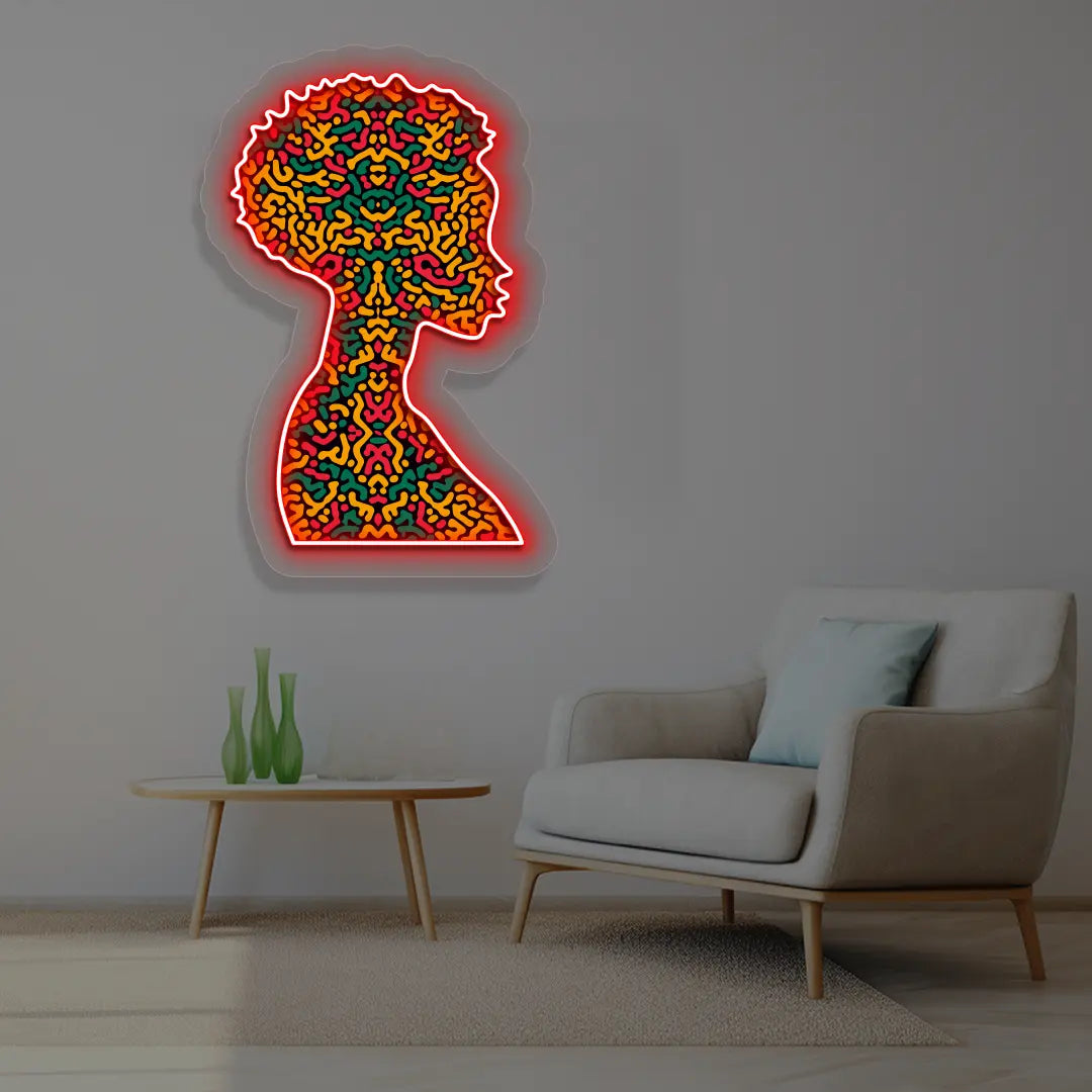 Vivid Diva Neon Artwork in Red color