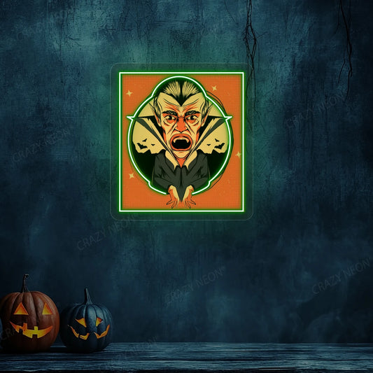 Dracula Halloween Neon Artwork | Green