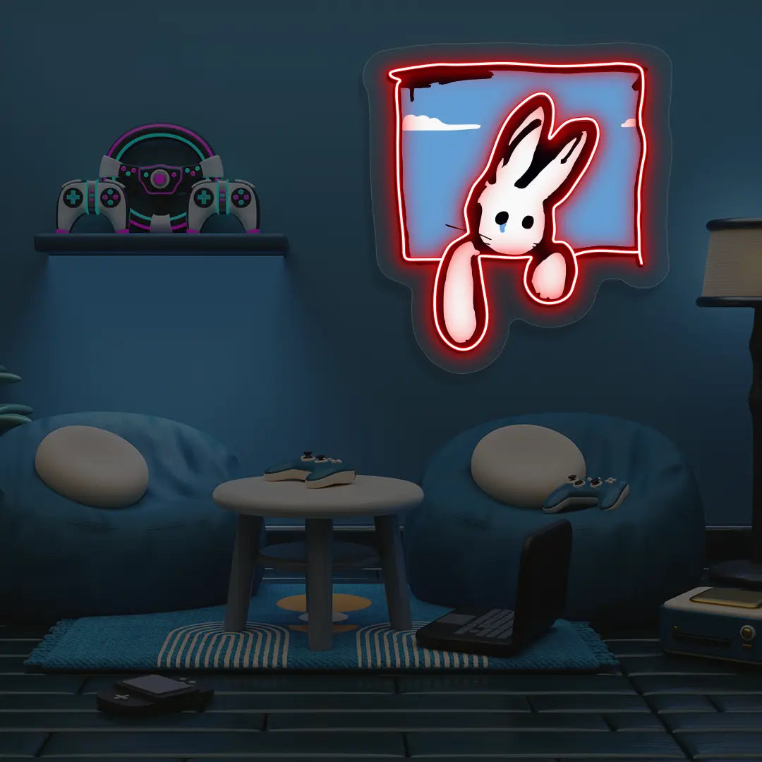 Peek-a-Bun Neon Artwork in Red Color