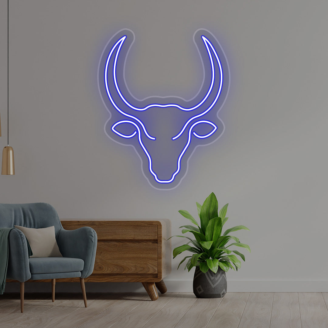 Bull Head Neon Sign | CNUS016400 | Blue