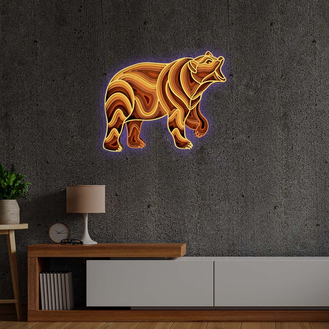 3D Bear Mandala Wall Art Decor
