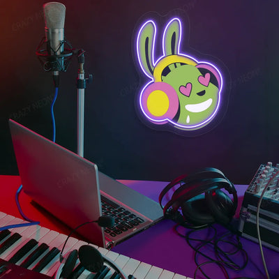 DJ Bunny Neon Artwork | Purple