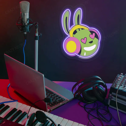 DJ Bunny Neon Artwork | Purple