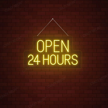 Open 24 Hours Sign | Yellow