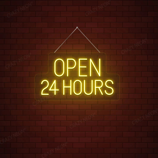 Open 24 Hours Sign | Yellow