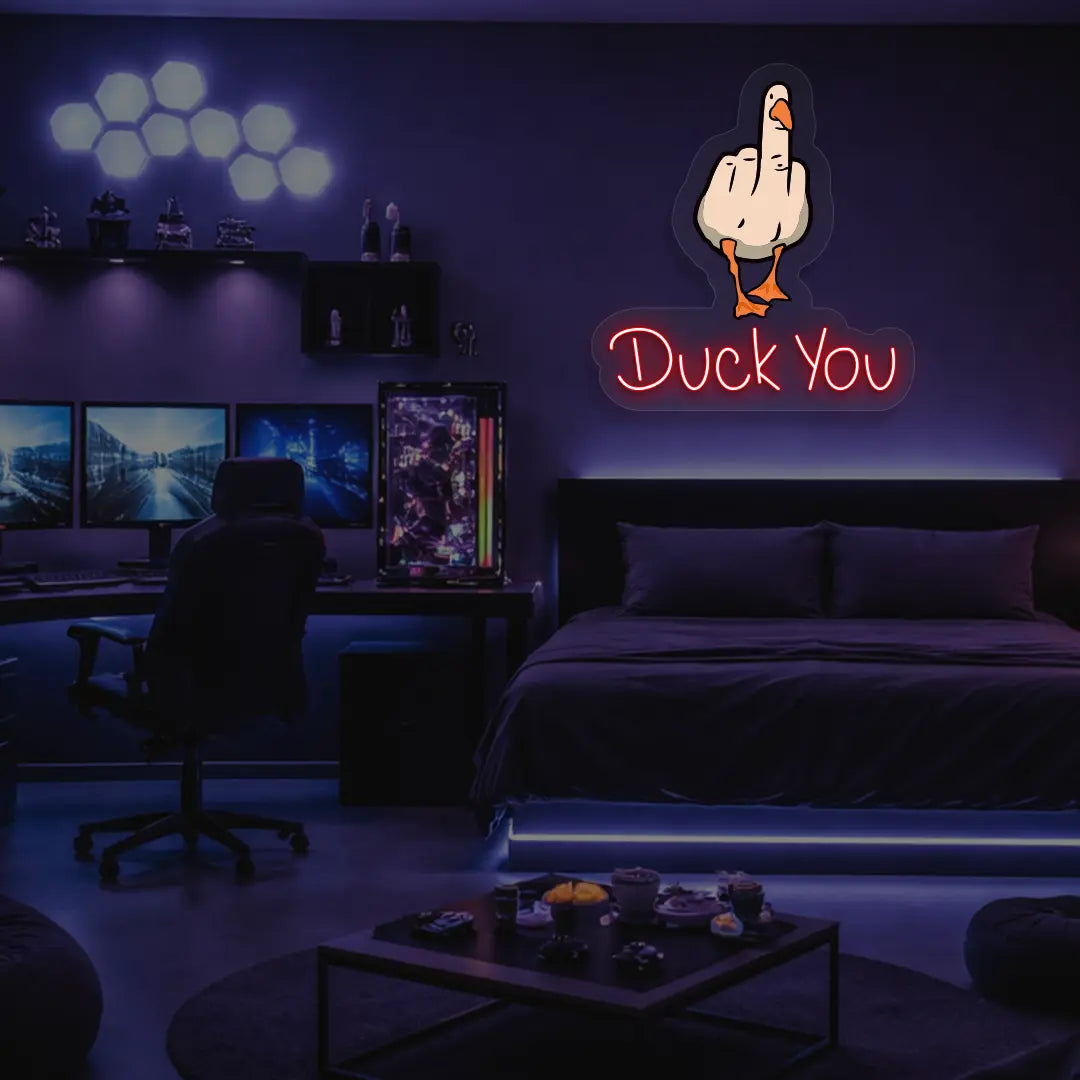 Duck You Neon Artwork in Red 