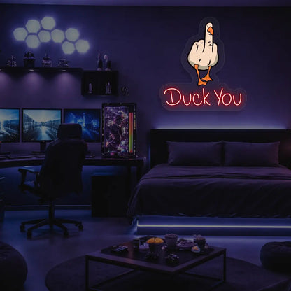 Duck You Neon Artwork in Red 