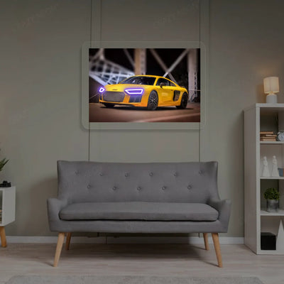 Yellow R8 Headlight Neon Artwork | Purple