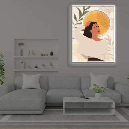  Sun-Kissed Portrait Abstract Neon Artwork Sign in warmwhite color