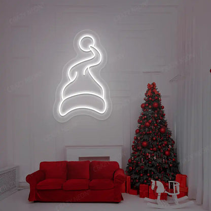 Santa Hat Neon Sign | White