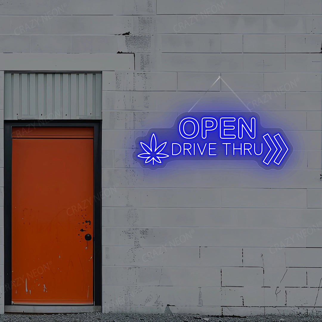 Open Drive Thru Sign | blue