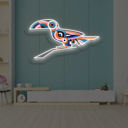 Toucan Harmony Abstract Neon Artwork Sign in White Color