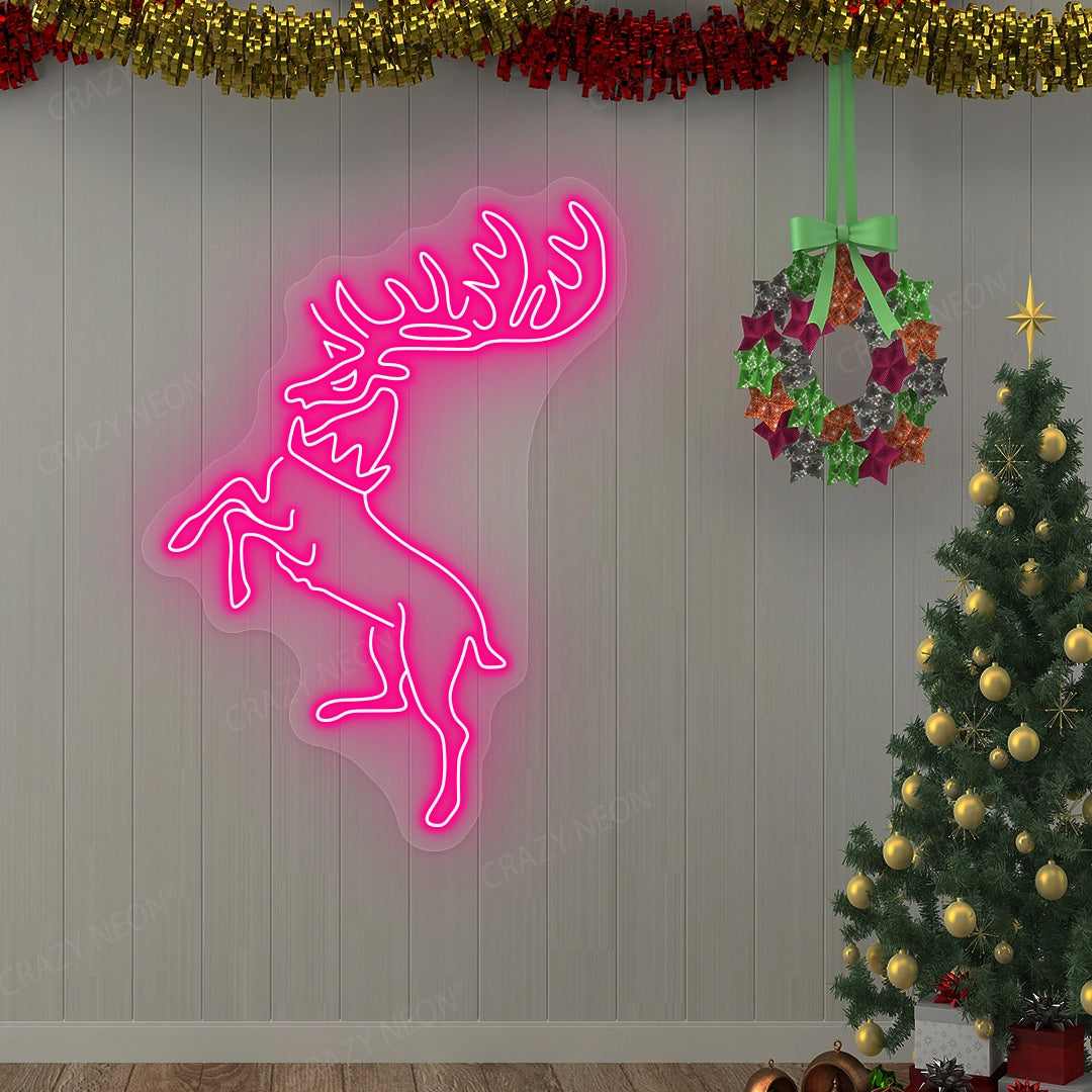 Christmas Reindeer Neon Sign | Pink