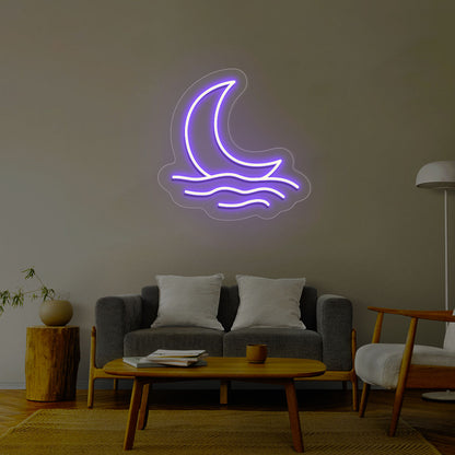 Moon With Waves Neon Sign | CNUS013170 | Purple