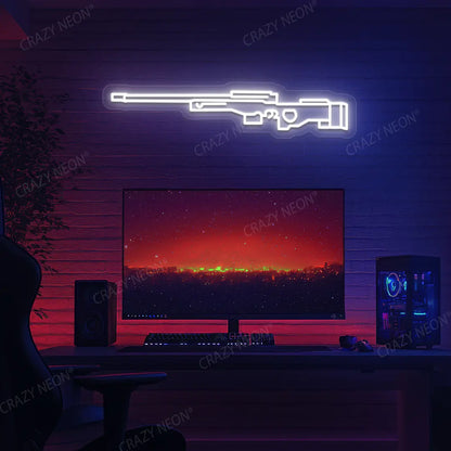 AWM Gaming Gun Neon Sign in warmwhite color