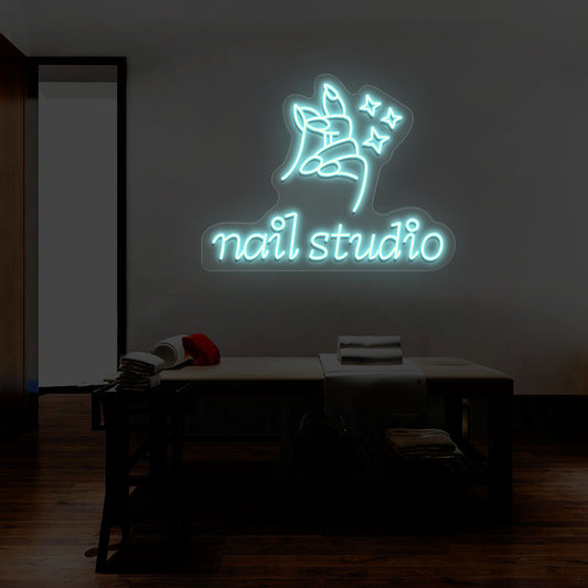 Nail Studio With Hand Neon Sign | CNUS014402 | Iceblue