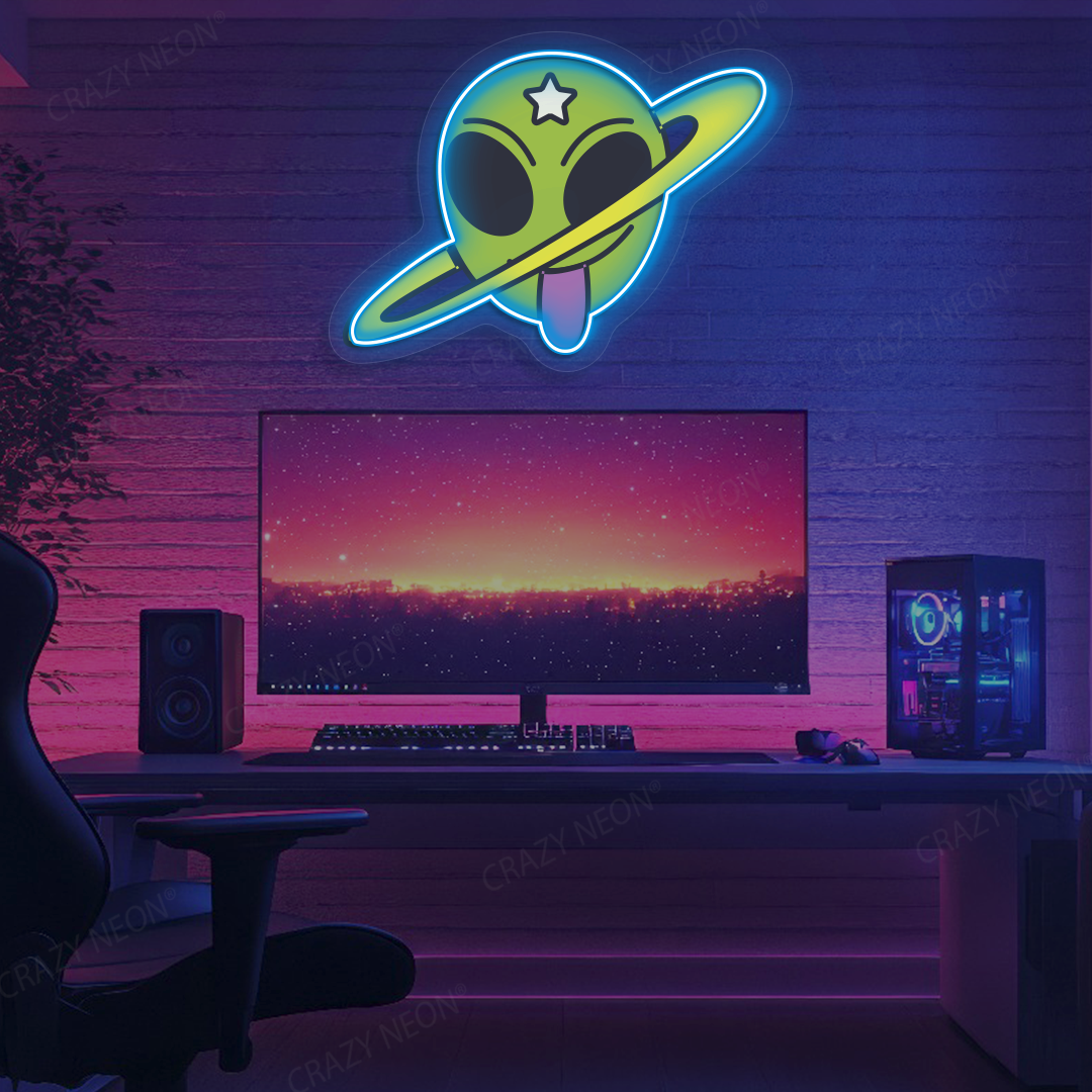 Outta This World Alien Neon Artwork | Iceblue