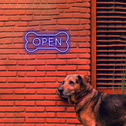 Open Bone Pet Shop Neon Sign | Blue