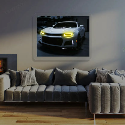 Chevy Camaro Headlight Neon Artwork | Yellow