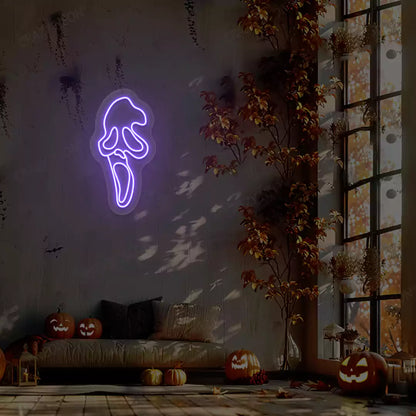 Ghost Scream Neon Sign | Purple