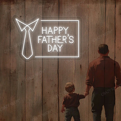 Happy Father's Day With Tie Neon Sign | White