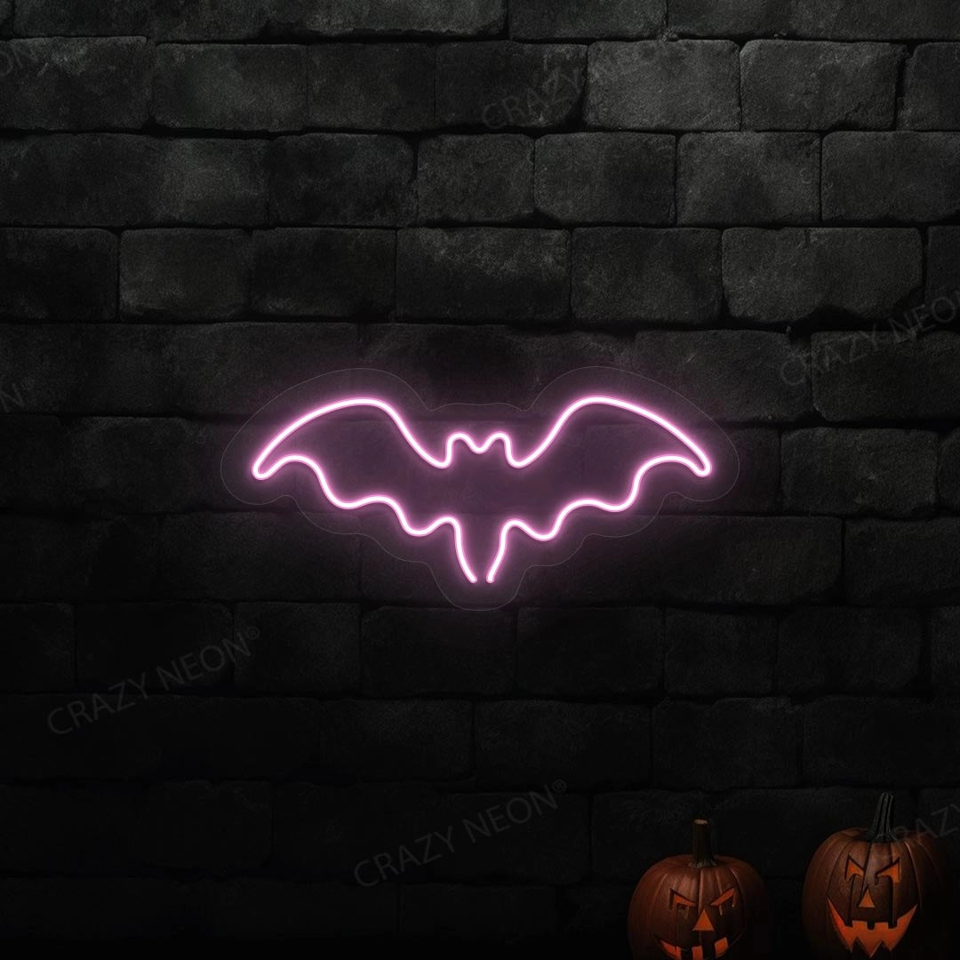 Halloween Bat Neon Sign | Pink