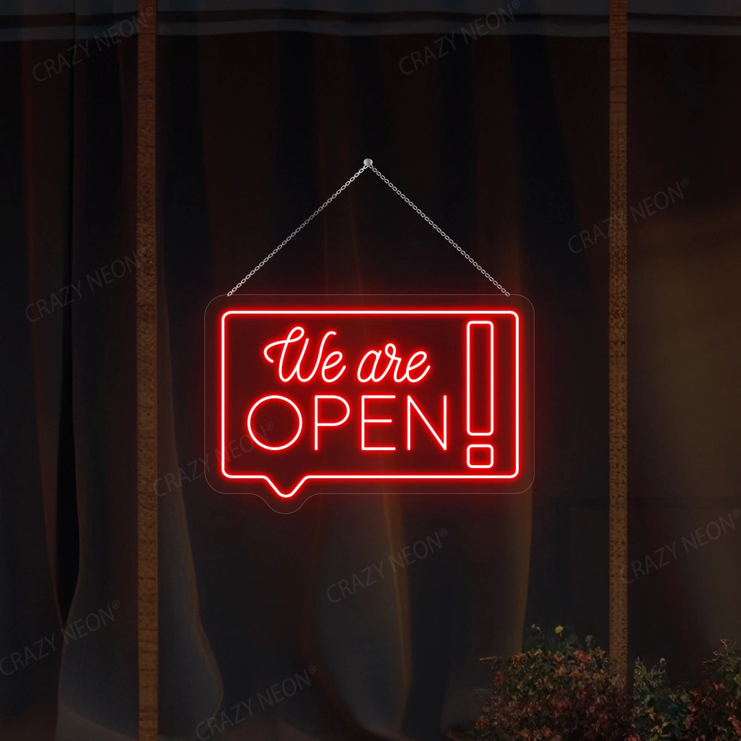 We Are Open chat box Sign | Red