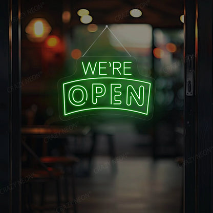 We're Open Arc Shape Sign | Green