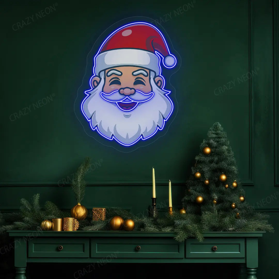 Santa Head Neon Artwork | blue