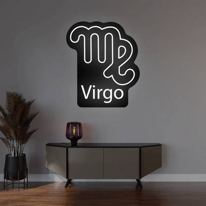 Virgo zodiac symbol custom white neon sign