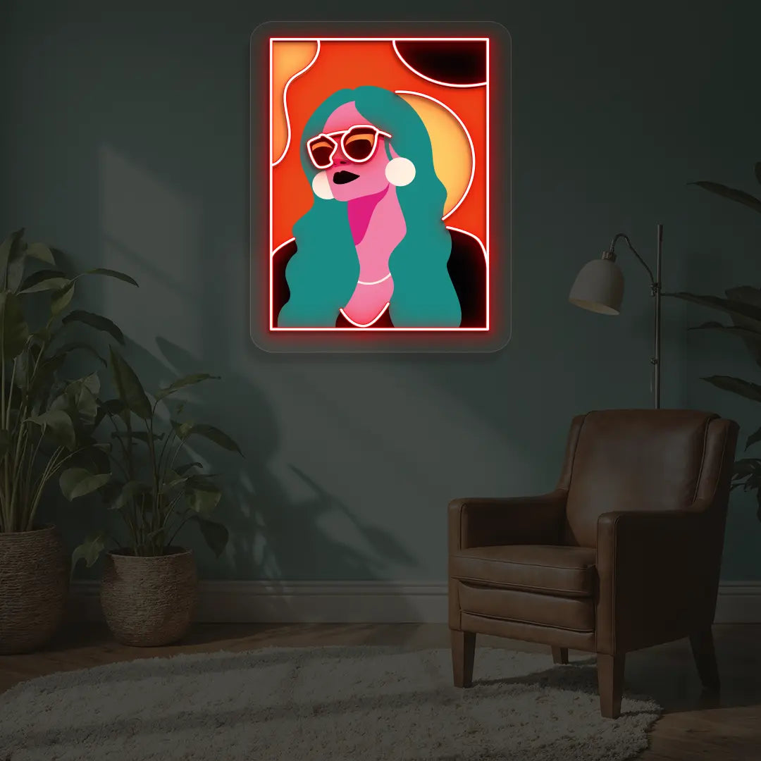 Chic Diva Neon Artwork in Red color