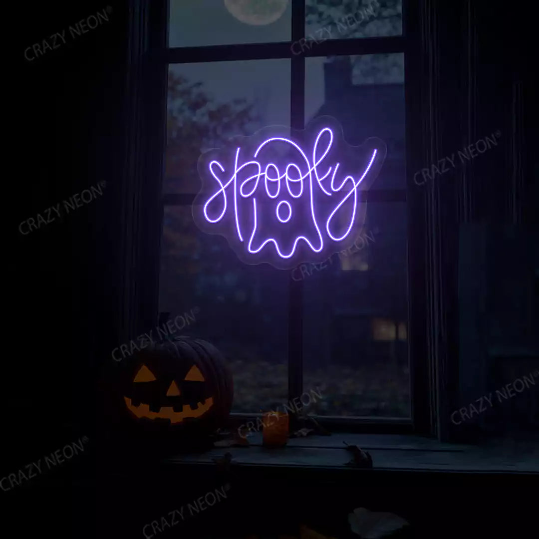 Spooky Ghost Neon Sign | Purple