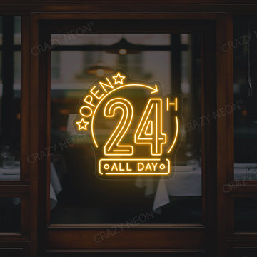 Open 24 Hours All Day Sign | Orange