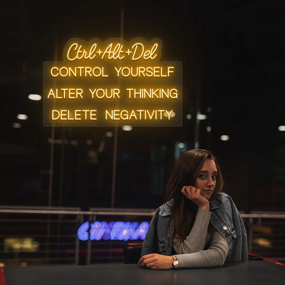 Ctrl + Alt + Dlt Quote Led Neon Sign | Orange