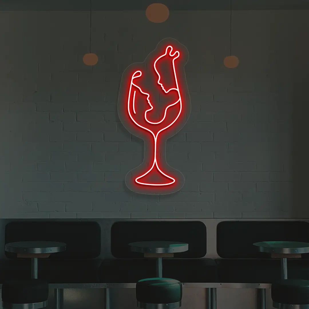 Sips & Soulmates Neon Sign in Red color