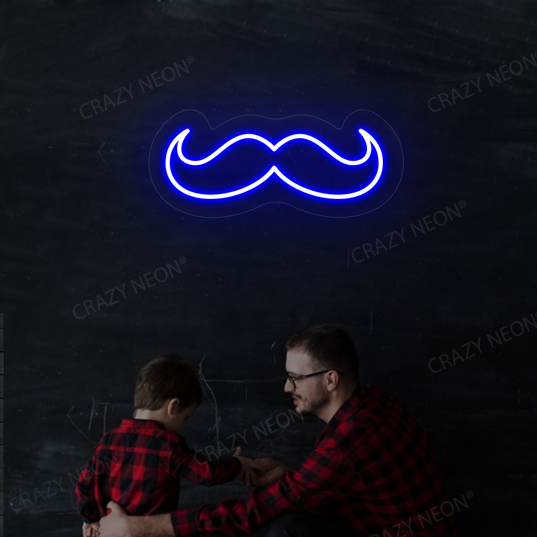 Moustache Neon Sign | Blue